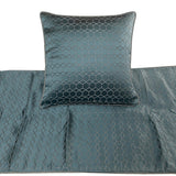 Hexagon Lagoon - Jacquard Blue Decorative Bed Runner and Cushion Cover