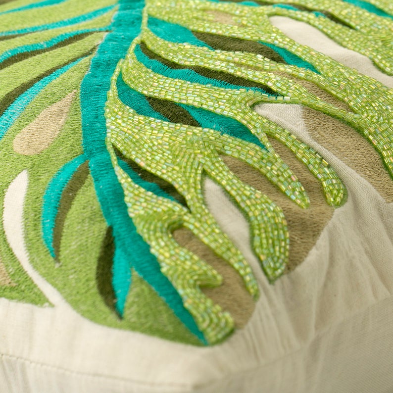 Monstera Leaf Throw Cushion Cover
