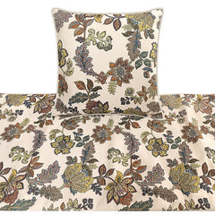 Seasons Blossoms - Jacquard Multi Color & Ivory Decorative Bed Runner and Cushion Cover