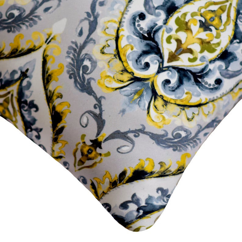 Fiery Damask Throw Pillow Cover