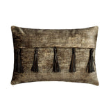 Tassels N Grey - Grey Velvet Suede Lumbar Pillow Cover