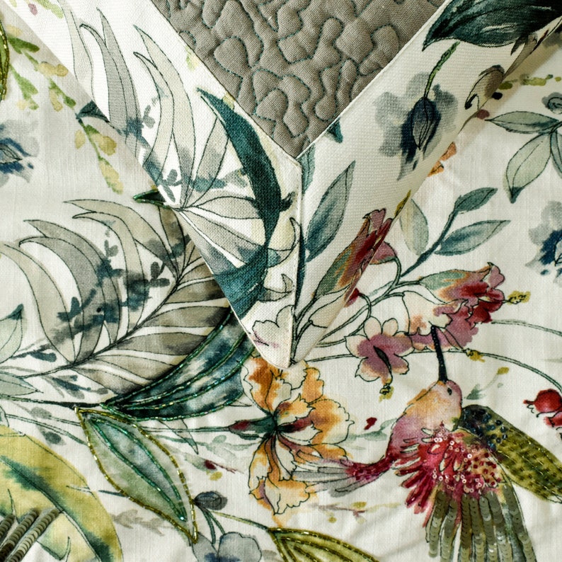 Exotic Birds Decorative Bed Runner and Cushion Cover