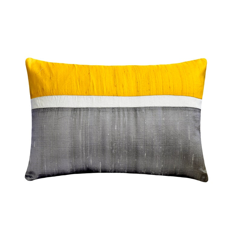Plush Yellow Silk Lumbar Pillow Cover