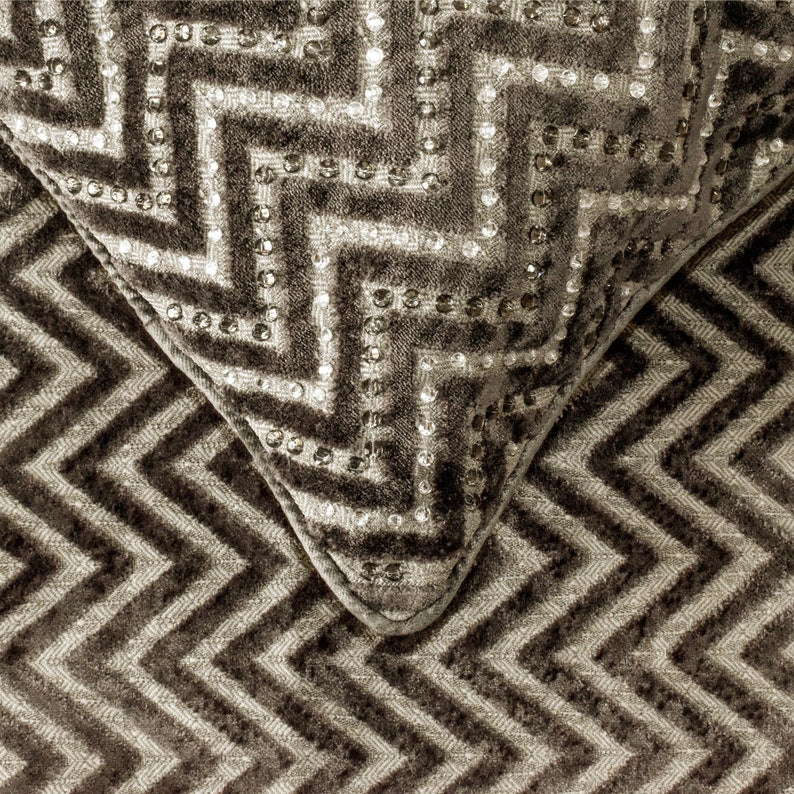 Grey Crystal Chevy Decorative Bed Runner and Cushion Cover