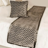 Grey Crystal Chevy Decorative Bed Runner and Cushion Cover
