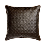 Brown Leather Weave Throw Pillow Cover