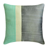 Splendour Green - Green & Grey Silk Throw Pillow Cover