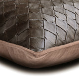 Brown Leather Weave Throw Pillow Cover