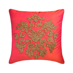 Damask Silk Blue - Blue Silk Throw Cushion Cover