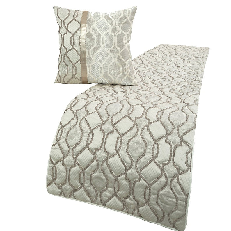 Ivory Delicacy Decorative Bed Runner and Cushion Cover