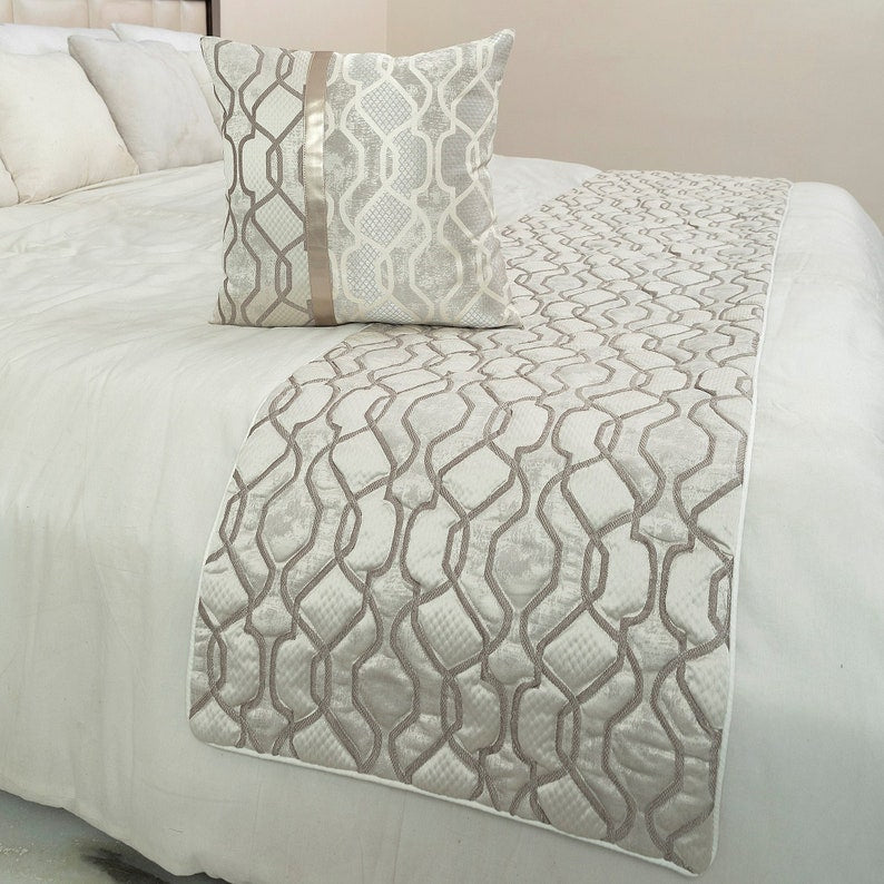 Ivory Delicacy Decorative Bed Runner and Cushion Cover