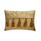 Tassels N Grey - Grey Velvet Suede Lumbar Pillow Cover