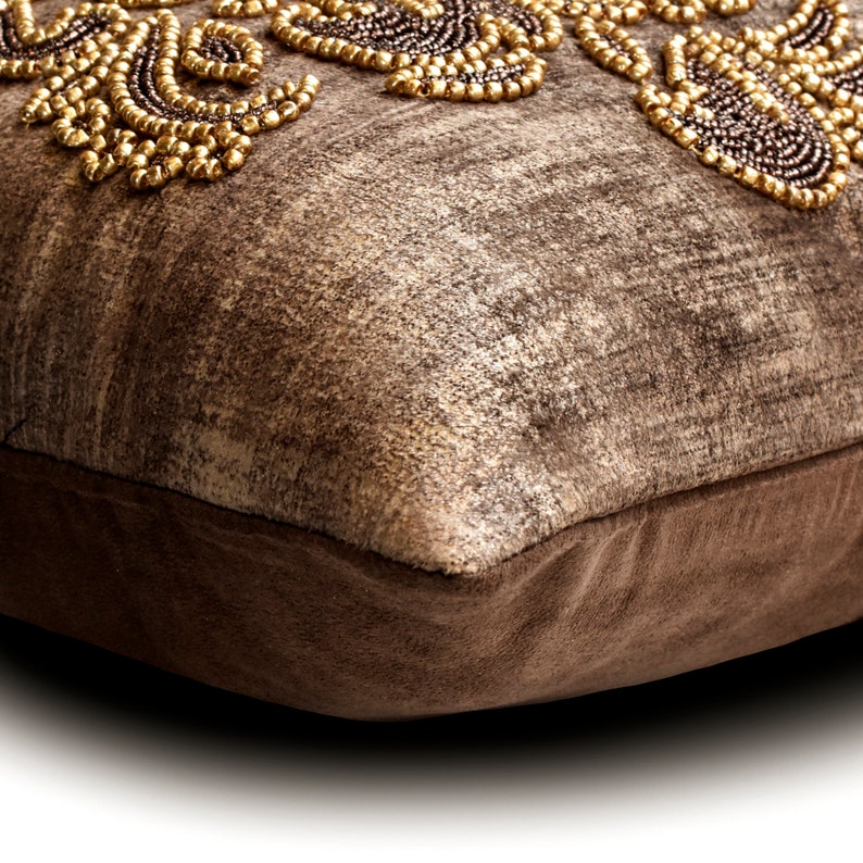 Aureate Brown Throw Pillow Cover