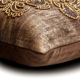 Aureate Ivory - Gold Velvet Throw Pillow Cover