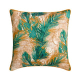 In The Tropics - Green Satin Throw Pillow Cover