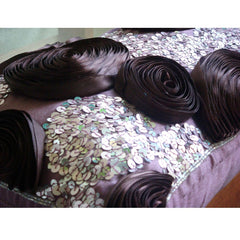 Wine Roses - Art Silk Purple Decorative Lumbar Pillow Cover