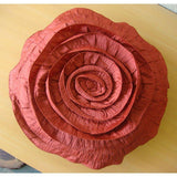 Rust Rose - Crushed Art Silk Rust Decorative Round Cushion Cover