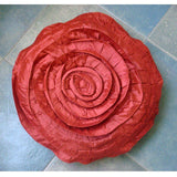 Rust Rose - Crushed Art Silk Rust Decorative Round Cushion Cover