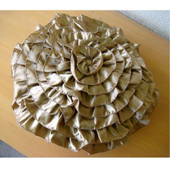 Satin Ruffles - Satin Peach Decorative Round Cushion Cover
