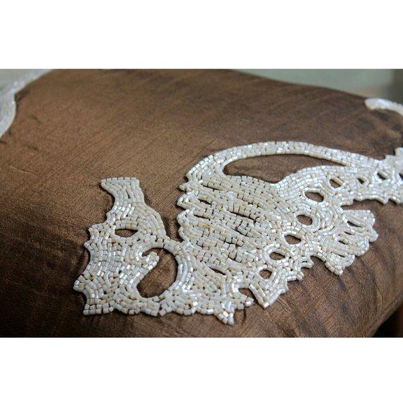 Ivory Sea Horse Silk Decorative Euro Sham