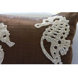 Ivory Sea Horse Brown Throw Pillow Cover
