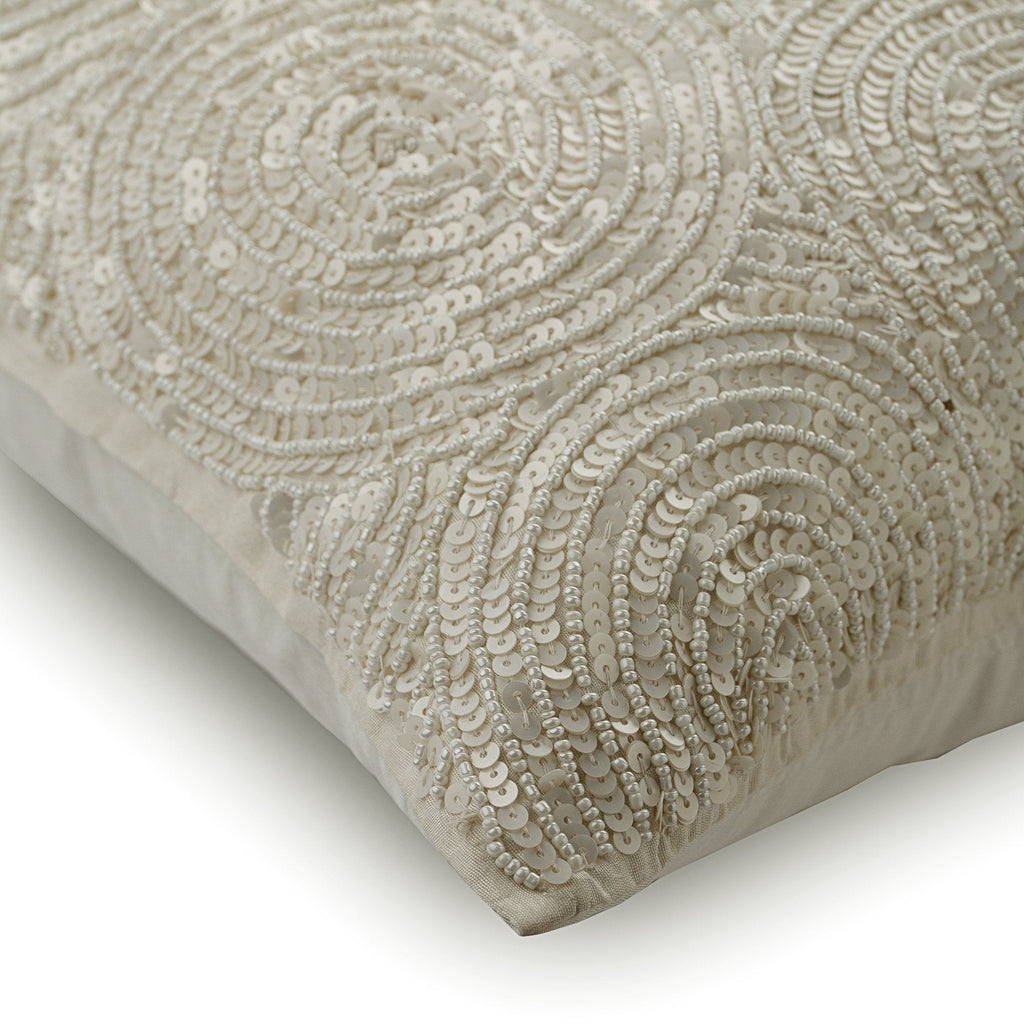 Ivory Swirls - Ivory Art Silk Decorative Euro Sham