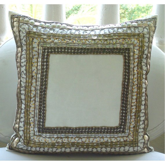 Ivory Treasure - Ivory Art Silk Throw Pillow Cover