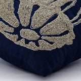 Jelly Fish At The Shore - Navy Blue Cotton Linen Decorative Euro Sham