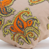 Joyful Paisley - Orange Cotton Linen Decorative Euro Sham