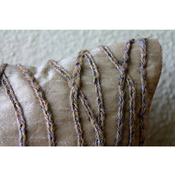 Jute Cords Beige Striped Throw Pillow Cover