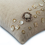 Jute Flowers - Natural Beige Cotton Blend Decorative Euro Sham