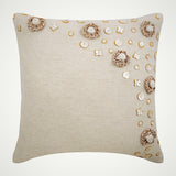 Jute Flowers - Natural Beige Cotton Blend Decorative Euro Sham