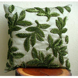 Leafy Days - Green Art Silk Decorative Euro Sham
