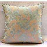 Leafy Heaven - Blue Jacquard Weave Throw Pillow Cover