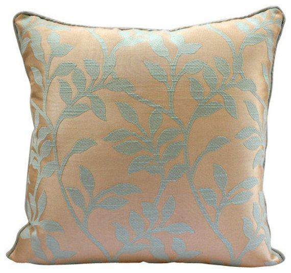 Leafy Heaven - Blue Jacquard Weave Decorative Euro Sham