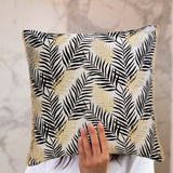 Leave A Gold - Black Cotton Throw Pillow Cover