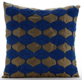 Aladdin - Navy Blue Art Silk Throw Pillow Cover