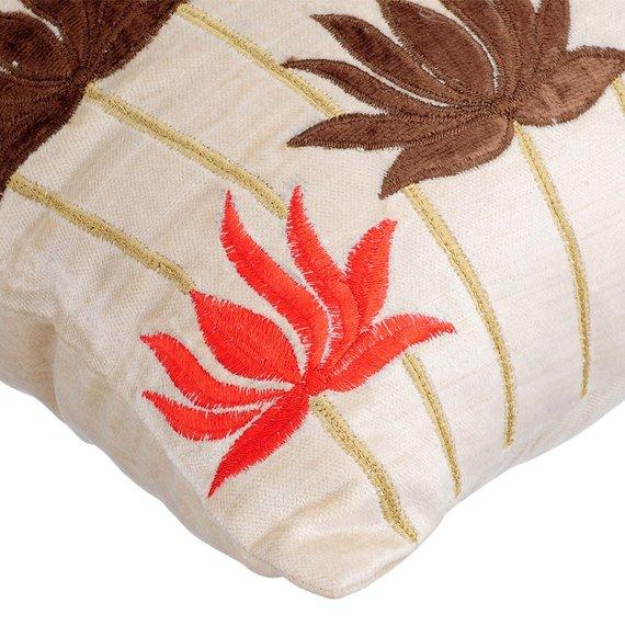 Lotus Mandala - Ecru Velvet Decorative Euro Sham