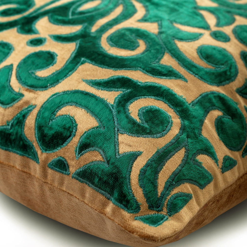 Loyal To Peacock Green - Peacock Green Velvet Throw Pillow Cover