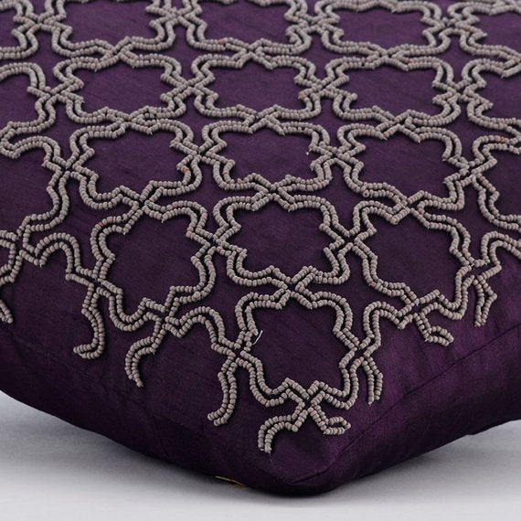 Magical Chase - Plum Art Silk Decorative Euro Sham
