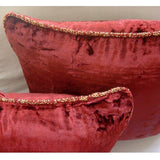Maroon Shimmer - Maroon Velvet Decorative Euro Sham