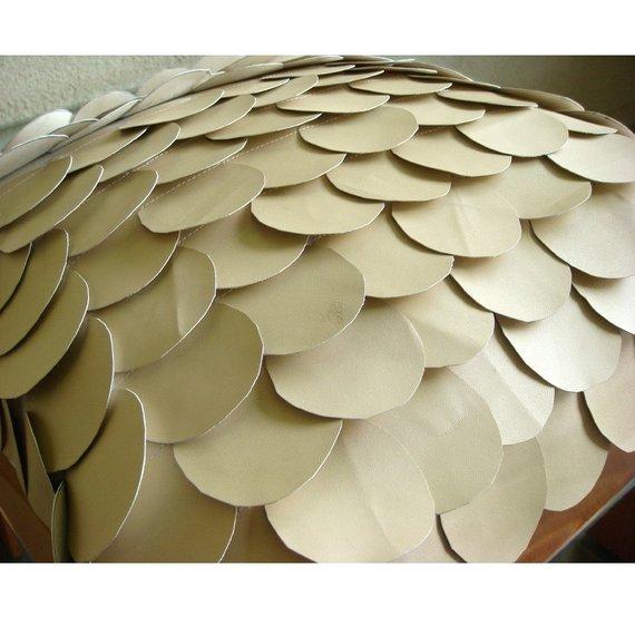 Mermaid - Beige Faux Leather Decorative Euro Sham