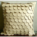 Mermaid - Beige Faux Leather Decorative Euro Sham