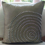 Metallic Rings - Gray Art Silk Decorative Euro Sham