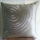 Metallic Rings - Gray Art Silk Decorative Euro Sham