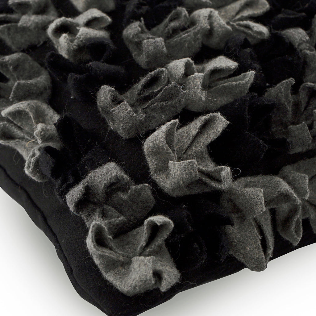 Midnight Punch - Black & Grey Felt Decorative Throw Cushion Cover