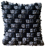 Red N Black Blossom - Red & Black Felt Throw Pillow Cover