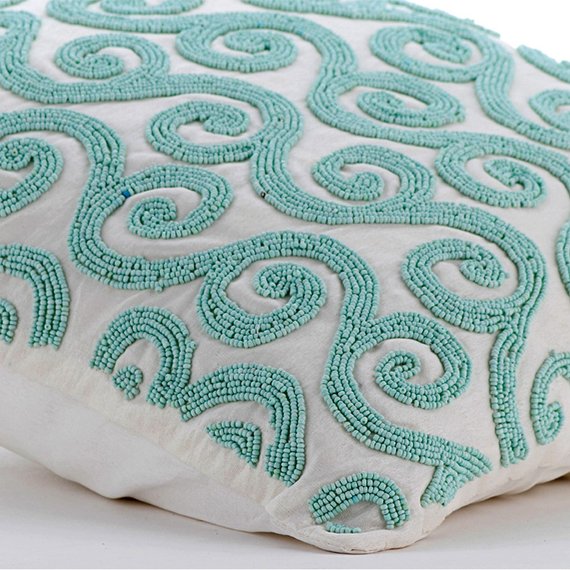 Mint Blue Trail - Mint Blue Art Silk Throw Pillow Cover