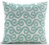 Mint Blue Trail - Mint Blue Art Silk Decorative Euro Sham