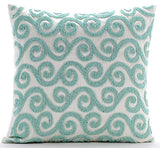 Mint Blue Trail - Mint Blue Art Silk Decorative Euro Sham